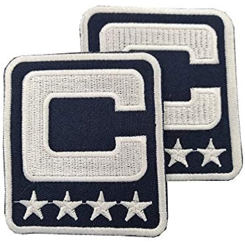 Black Captain C Patch 4 Stars Sewing On for Jersey Football, Baseball.  Soccer, Hockey Jersey(Black Whtie)