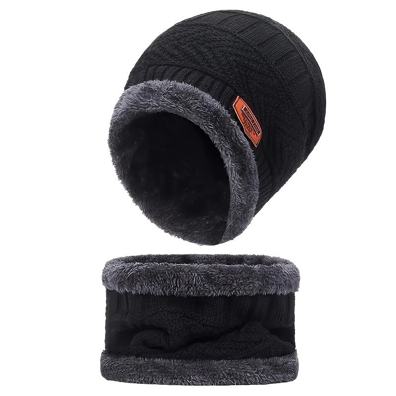 Gorro Punto Cálido Invierno Hombre, Bufanda Gruesa Forrada Lana, Gorro  Prueba Viento Exteriores, 1 Ud., Ahorra Dinero En Temu