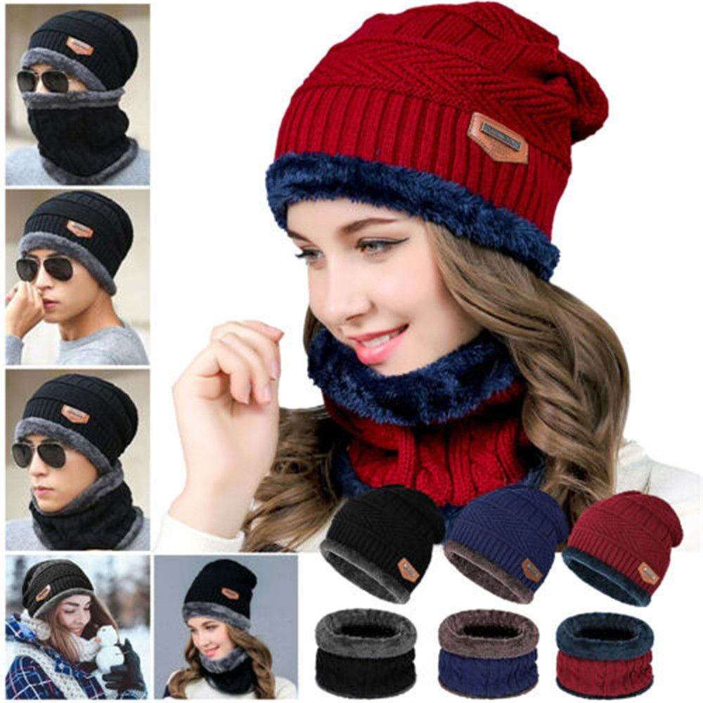 3pcs Set Fleece Lined Infinity Scarf Hat Gloves Set Winter - Temu