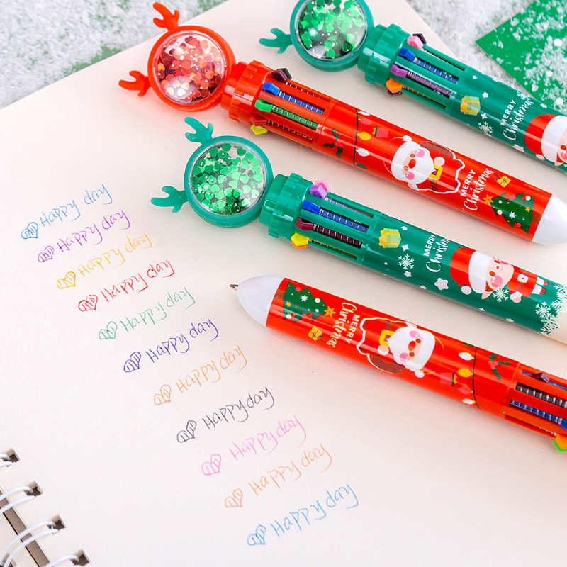 Ten-Color Ballpoint Pen Color Press Ball Pen Cartoon Cute Marker  Multi-Color Pen Multi-Function Handbook Marker Pen - China Christmas Water  Pen, Christmas Children's Gifts