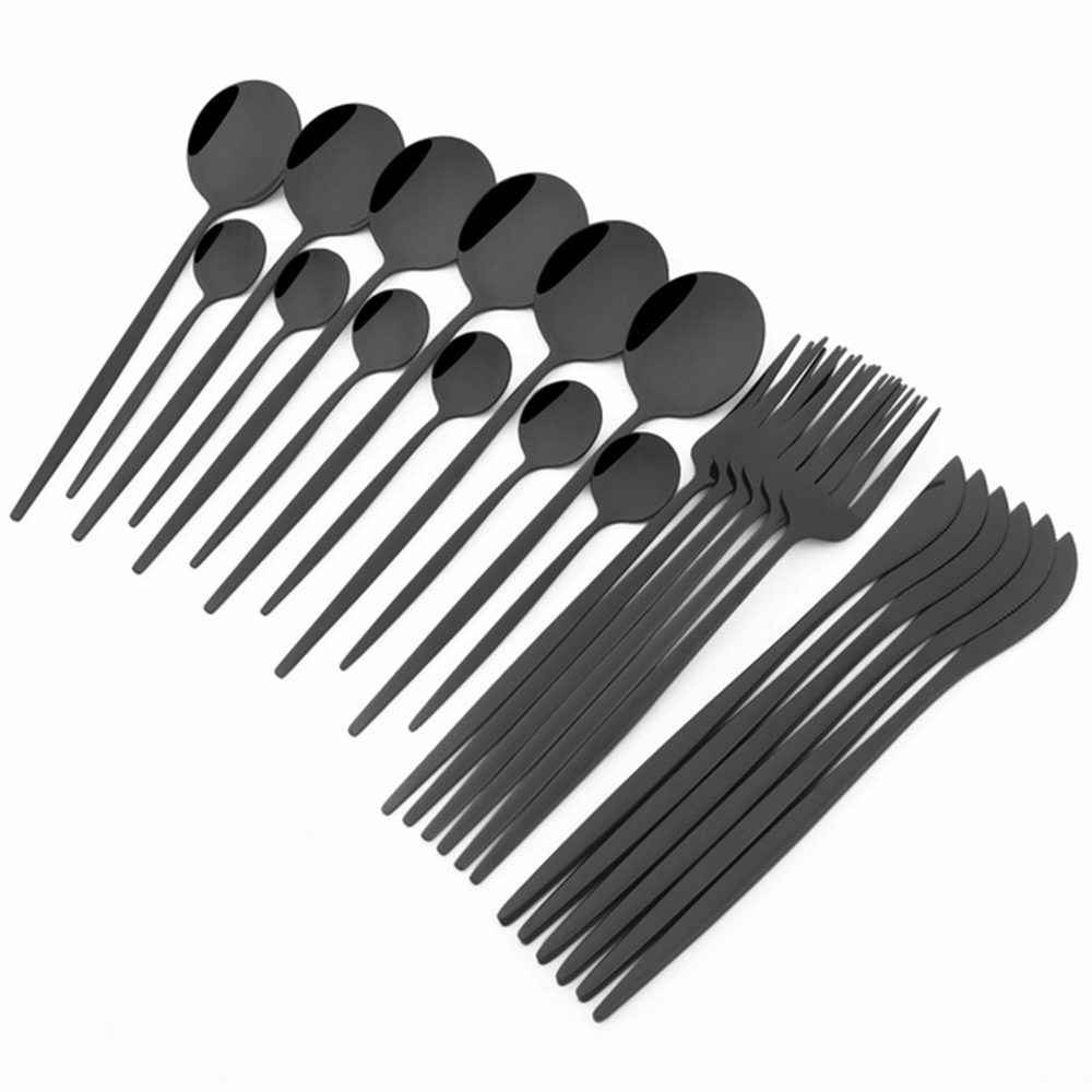 Set de 6 tenedores acero inoxidable Linea Bambu Elegante negro