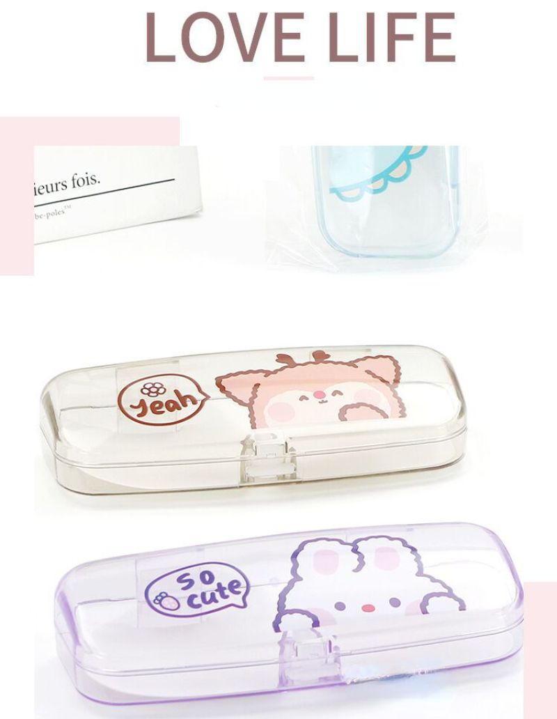 1pc Mens Cute Cartoon Plastic Glasses Case Lightweight Portable Glasses