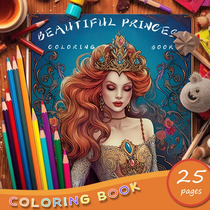 (Original, Upgraded, A4 Paper With 25 Thick Pages, Flip-up And Sealed) 1  Beautiful Princess Coloring Book, Halloween And Christmas Holiday Party  Gifts