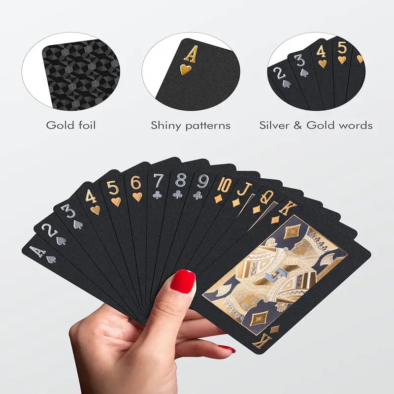 1 Pc Cool Black Playing Cards Poker Étanche Avec Motif - Temu France