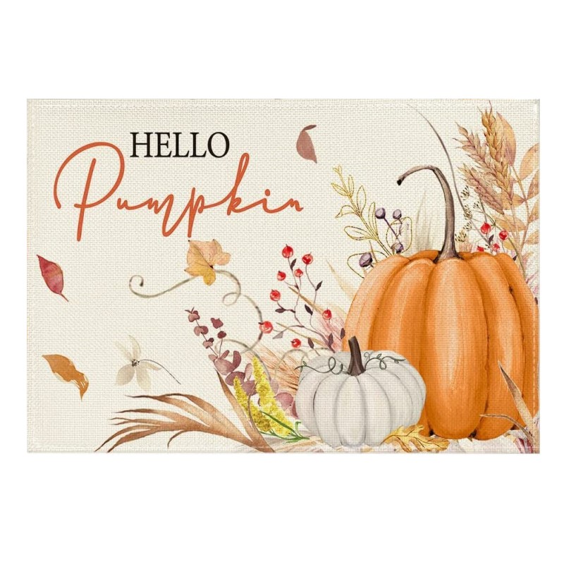 Dish Towel Set Watercolor Stripes Hello Pumpkin Fall - Temu