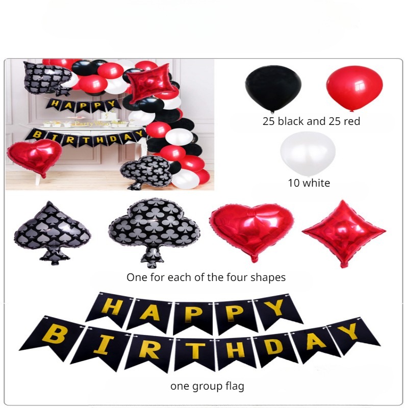 Casino Theme Birthday Party Decorations Party Backdrop, Foil Balloons, Red  and Black Balloons Garlands Las Vegas Casino Night Poker Party Supplies Set
