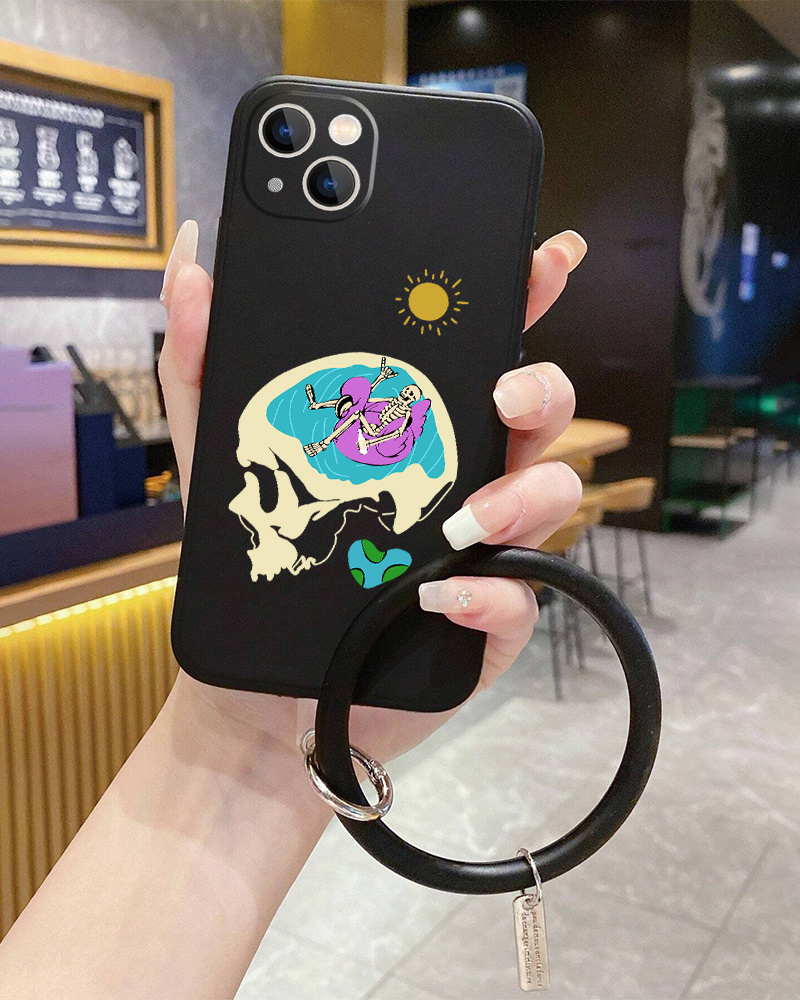 Phone Case With Lanyard Human Skeleton Graphic For Iphone 11 14 13