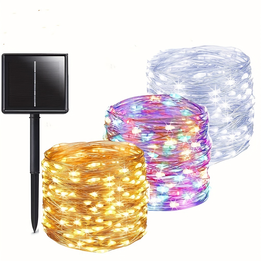 

1pc, Led Solar Light Outdoor Waterproof Wire Fairy Garland String Lights For Party Wedding Patio Garden Lawn Pathway Solar Power Lamp Christmas Decoration, Halloween Christmas Lights Easter Gift