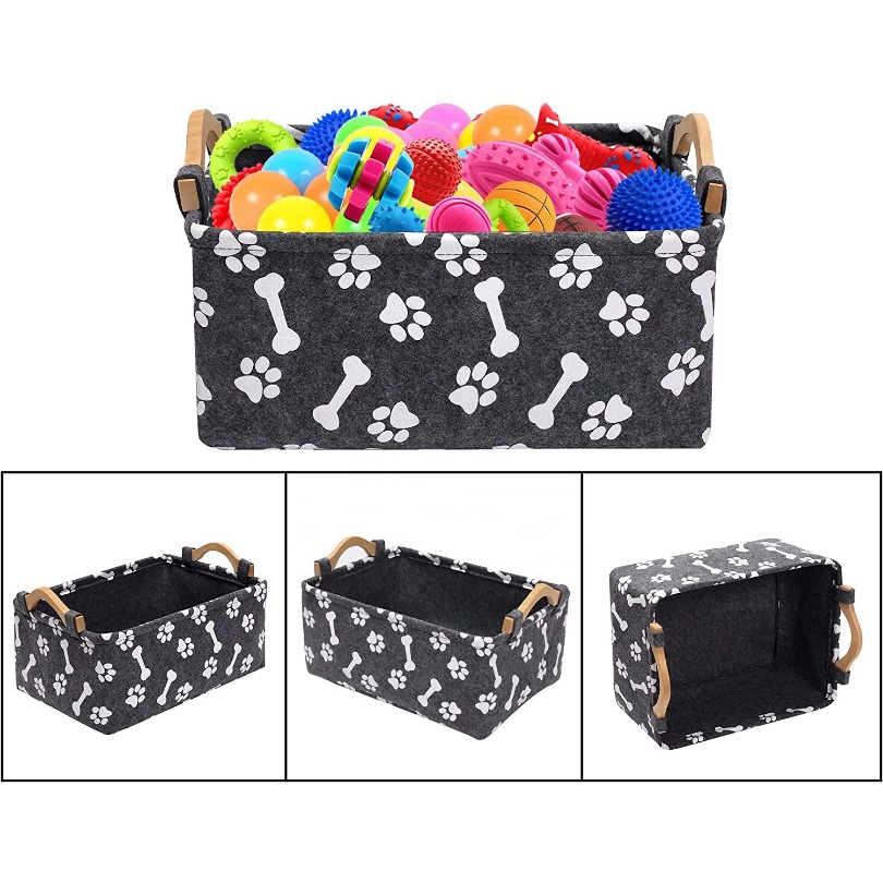 1pc Hundespielzeug Filz box Einfache Haustierbedarf Aufbewahrungsbox  Kleinigkeiten Box (dunkelgrau)