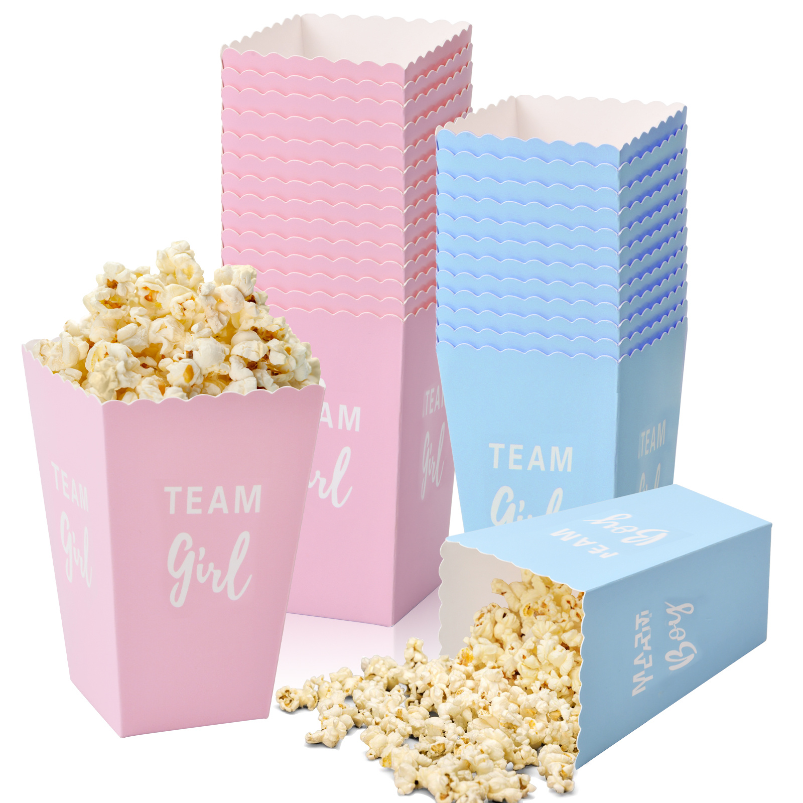 50 Scatole Per Bomboniere Per Popcorn, Sacchetti Per Popcorn Piccoli Rosa  Blu, Porta Popcorn In Carta