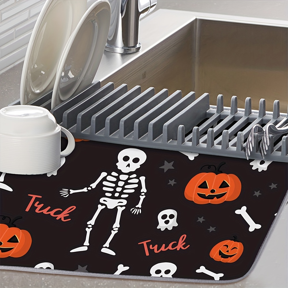 Polyester Drain Mat Happy Halloween Dish Drying Mat - Temu