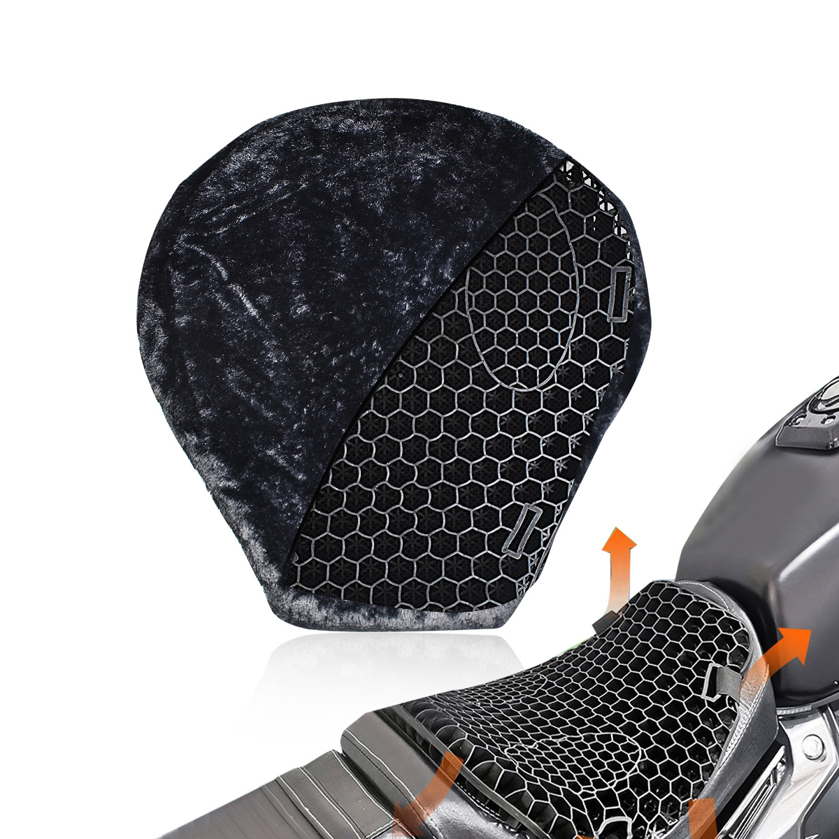 Housse de coussin 3D pour siège de moto, Gel de confort universel