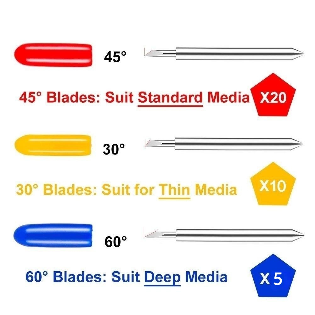30/35PCS Plotter Blade Set 30/45/60 Degrees Roland Cricut Tool Wood Working  Blades Vinyl Cutter Offset Replacement Carving Tool
