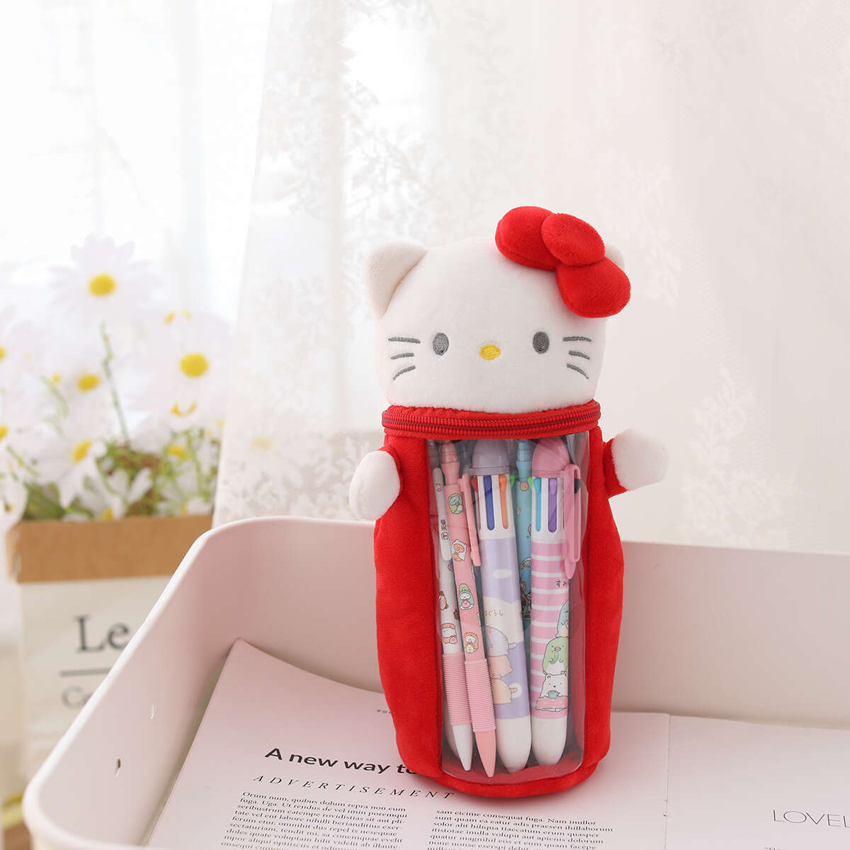 Baby Products Online - Multi-purpose plush pencil case cute  three-dimensional cosmetic bag large capacity hello kitty cartoon storage  bag cm - Kideno
