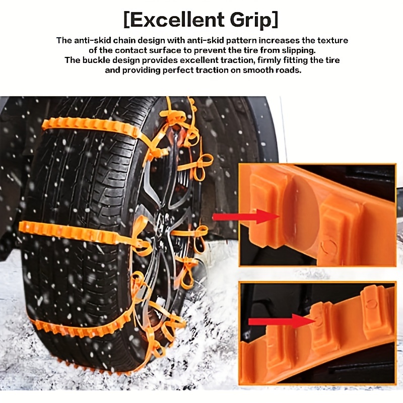  Snow Tire Chains for Car - 10 Pcs Portable Tires