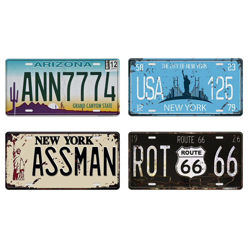 

1pc, Us City License Plate 6x12inch Wall Plaque Signs Decor, Arizona Sign, Newyork Sign, Assman Sign, Nostalgic Vintage Metal Wall Decor, Garage Home Club Decor