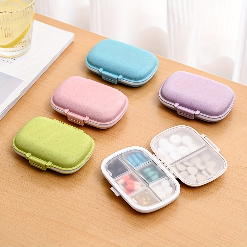 4 Pack Portable Pill Case, Two Sizes Travel Pill Organizer Moisture Proof  Small Pill Box for Purse Pocket, Cute Daily Pill Container to Hold Vitamin