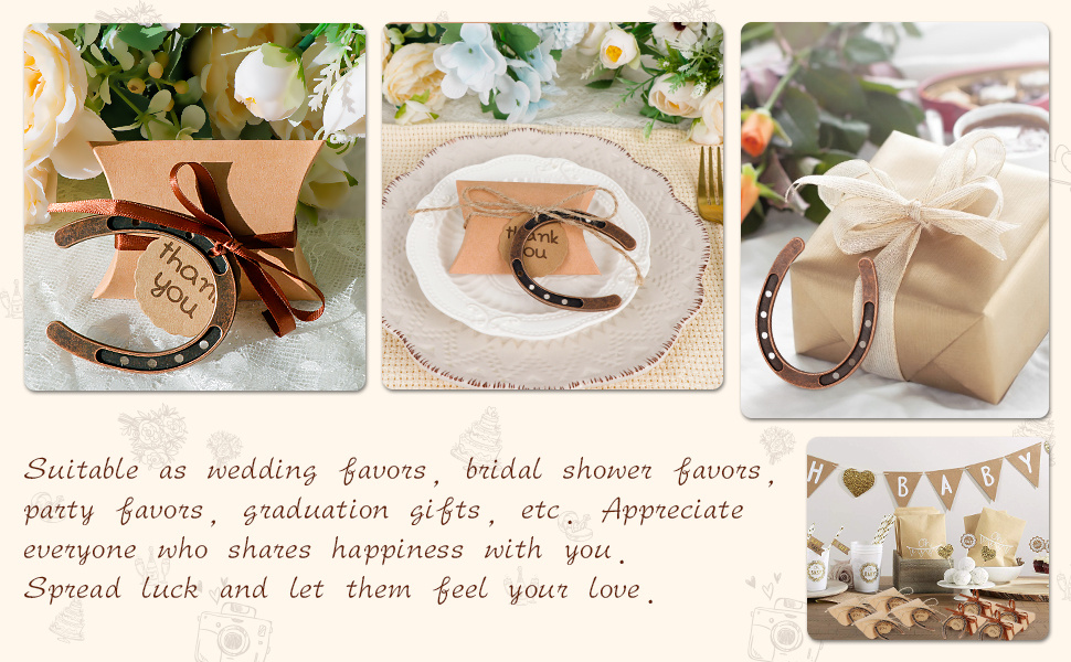 OurWarm Wedding Horseshoe Return Gift Set 10 Rustic Horse Shoe Decorations  With Paper Tags And Party Favor Accessories From Leginyi, $15.7