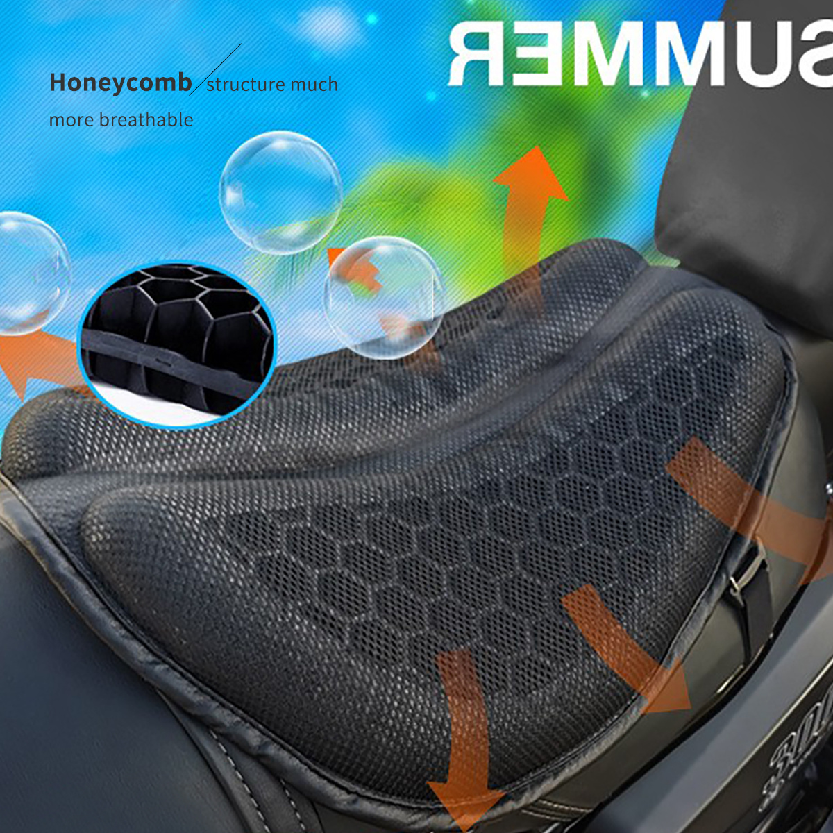 Motorcycle Seat Cushion Pad 3d Honeycomb High Elasticity Gel Material  Comfortable Breathable Shock Absorption