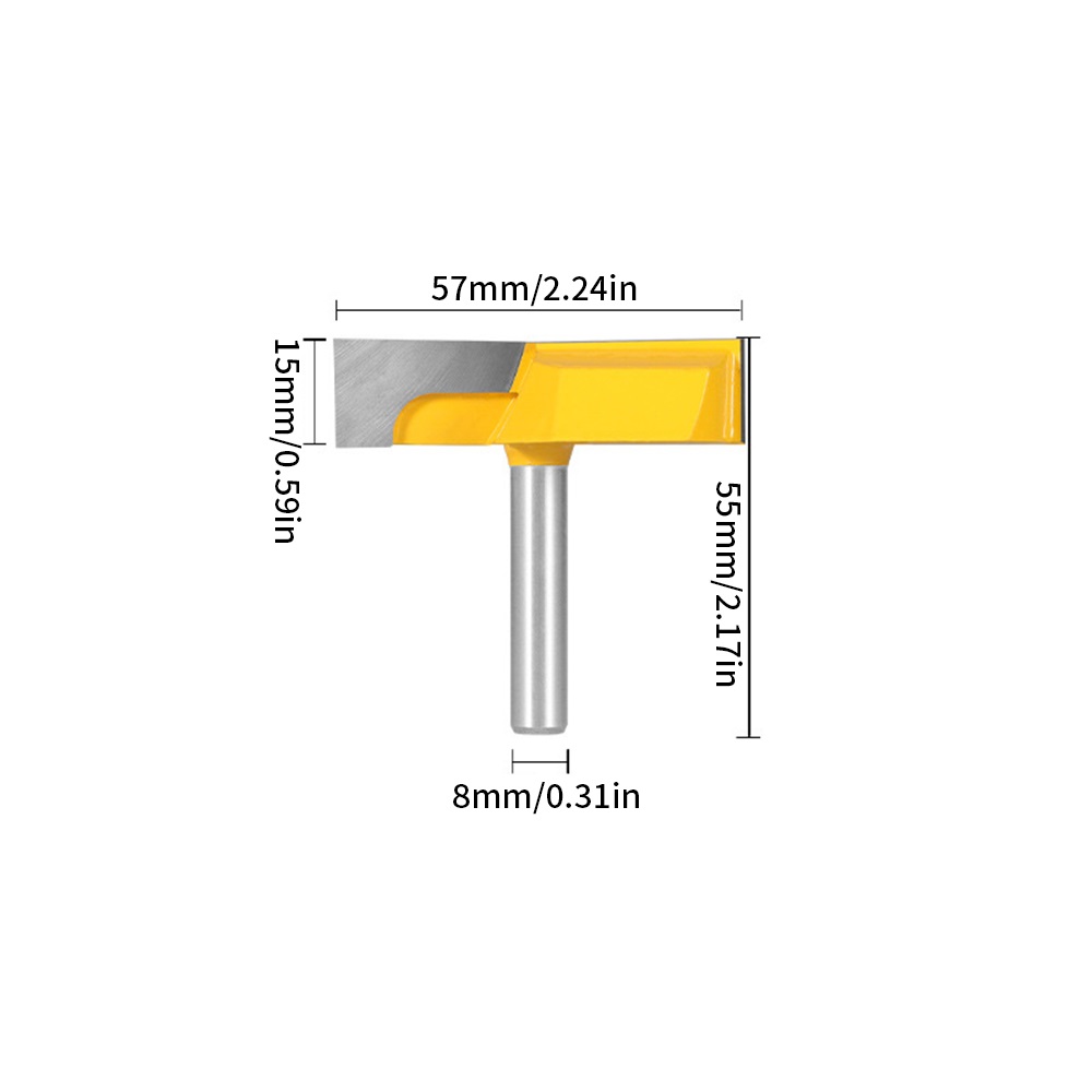 TEMU Allsome, 1 Pieza, Brocas Enrutadoras Para Cepillado De Superficies, Limpieza Inferior, Fresa Para Carpintería De 21/4'' De Diámetro, Vástago De