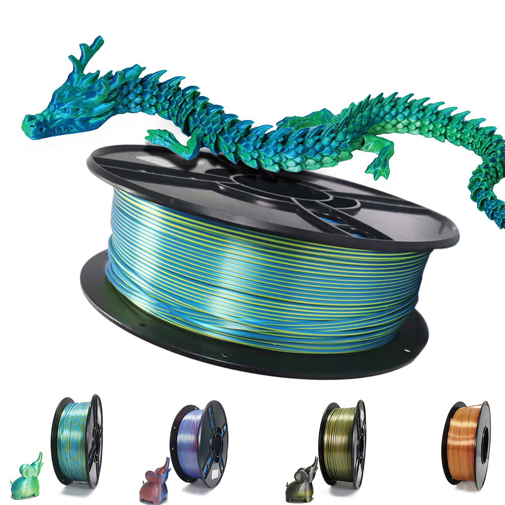Dual Color PLA Filament Two Colors Rotating and blending Silk