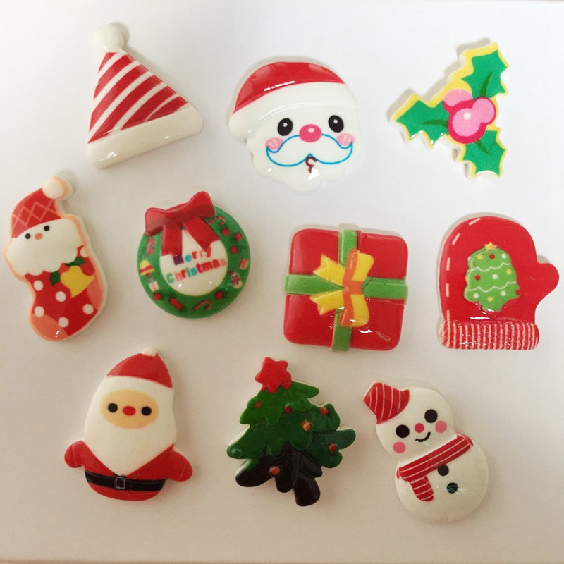 Em promoção! Resina Kawaii Colorido Mini Santa Boneco De Neve