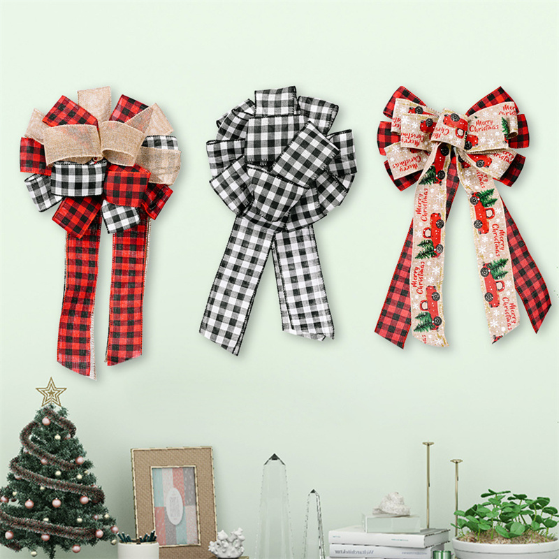 Christmas Cabinet Ribbons Bows Large Christmas Door Ribbon Cabinet Bows for Christmas Party Supplies for Backyard Garden Indoor Red, Size: 27cmx60cm