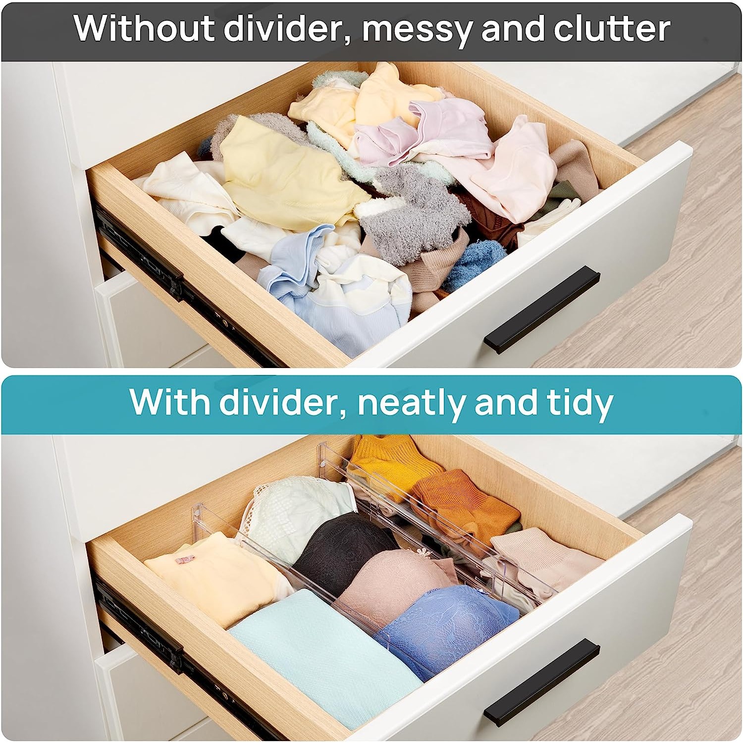 Clear Drawer Divider in 2023  Drawer divider, Drawers, Closet