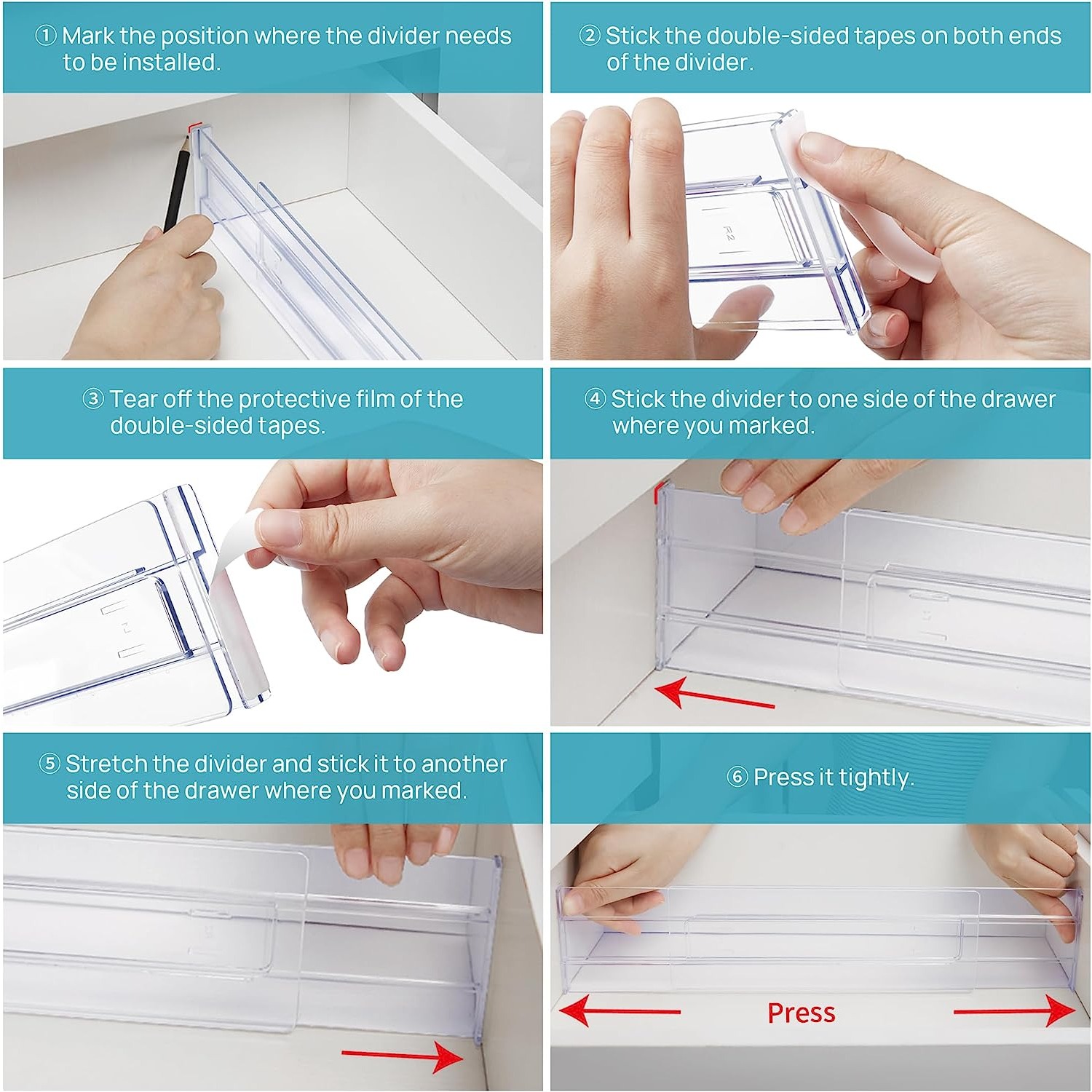 Clear Expandable Drawer Dividers Set of 2