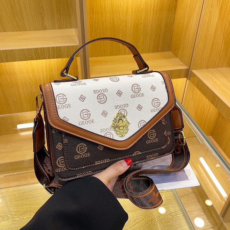 Retro Printed Handbag For Women, Fashion Square Crossbody Bag