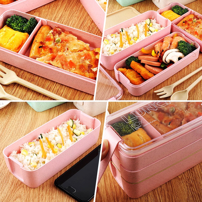 Bento Lunch Box Meal Prep Containers Reusable 3-compartment