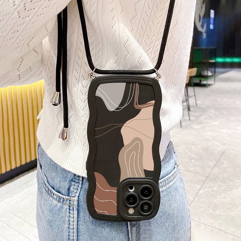 

Phone Case With Lanyard Irregular Figure Graphic For Iphone 11 14 13 12 Pro Max Xr Xs X 7 8 6 Plus Mini 2022 Se Clb Gift Luxury Anti-slip Anti-fingerprint Fall Car Shockproof Protetcive Phone Cases