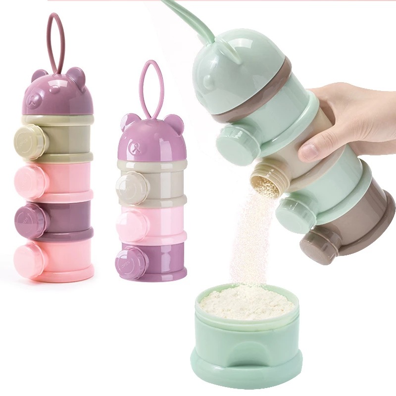 Baby Formula Dispenser On The Go, Non-Spill Rotating Four-Compartment  Formula Container for Travel, Milk Powder and Snack Storage Container for  Infant