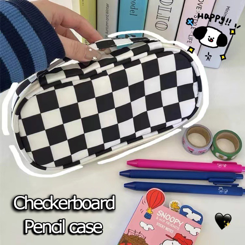 Japanese Cute Plaid Checkerboard Girl Pencil Case High Capacity School  Supplies Student Stationery Kawaii Bag Back To School