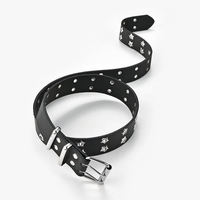 Star Eye Rivet Goth Style Double Pin Buckle Waistband