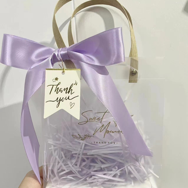 Goodie Bags With Ribbon Transparent Thank You Treat - Temu