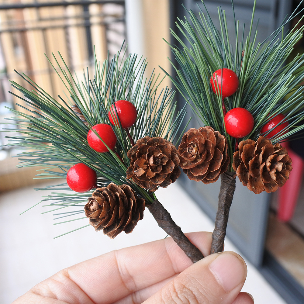 Artificial Pine Cone Picks red Berry Needle Stems pine - Temu