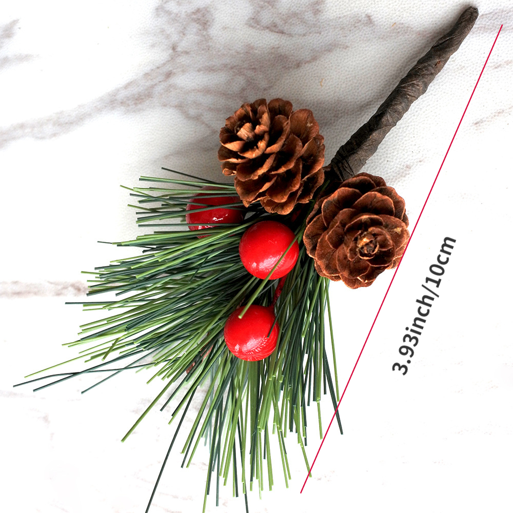 12 Pcs Artificial Mini Christmas Picks Assorted Red Berry Picks Stems Faux  Pine Picks Spray With Pinecones For Christmas Floral Arrangement Winter Hol