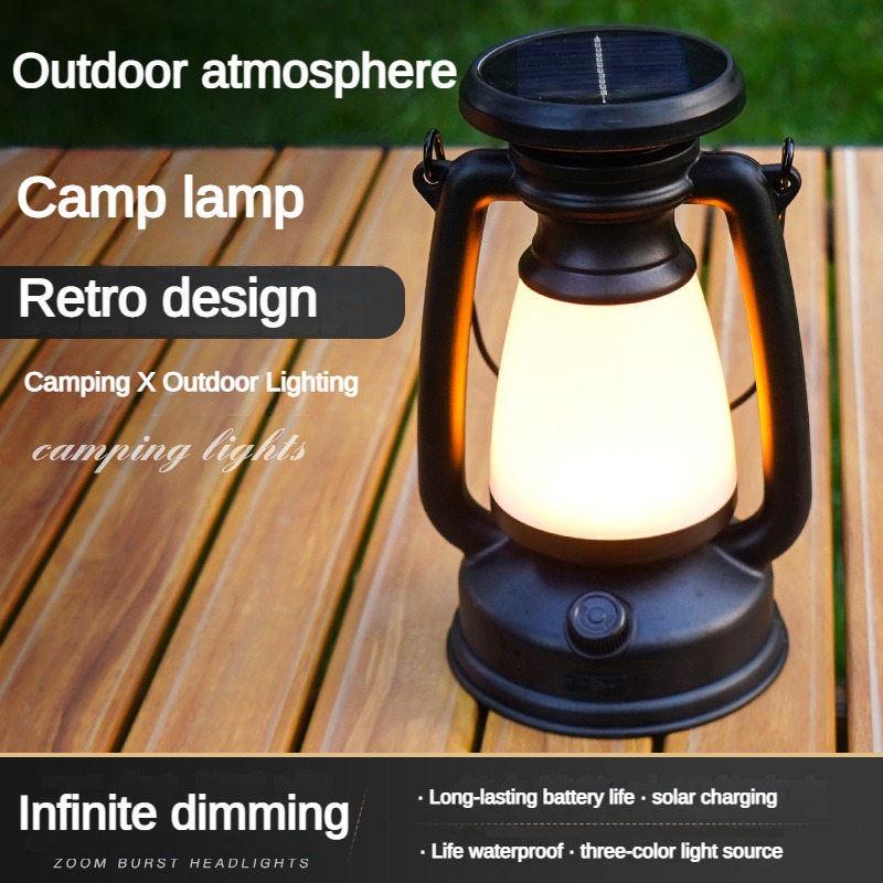Multifunctional Camping Lamp Outdoor Portable Tent Light USB-C Solar  Rechargeable Portable Lights for Emergency Home Camping
