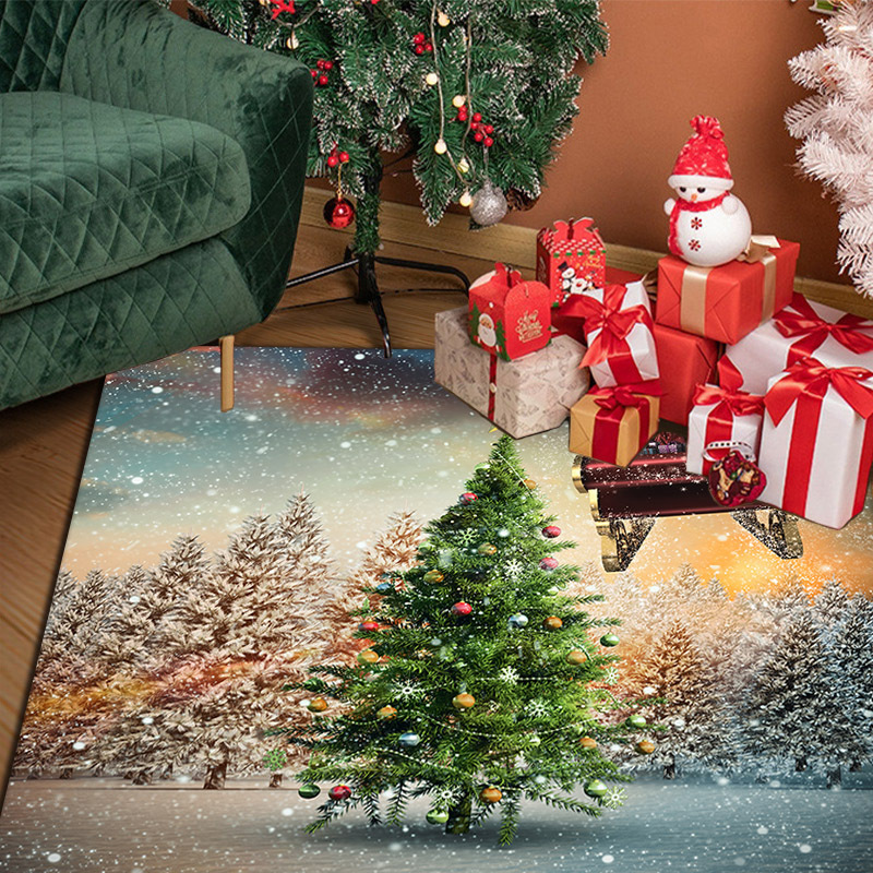 Area Rug For Bedroom Living Room,xmas Santa Claus Christmas Tree