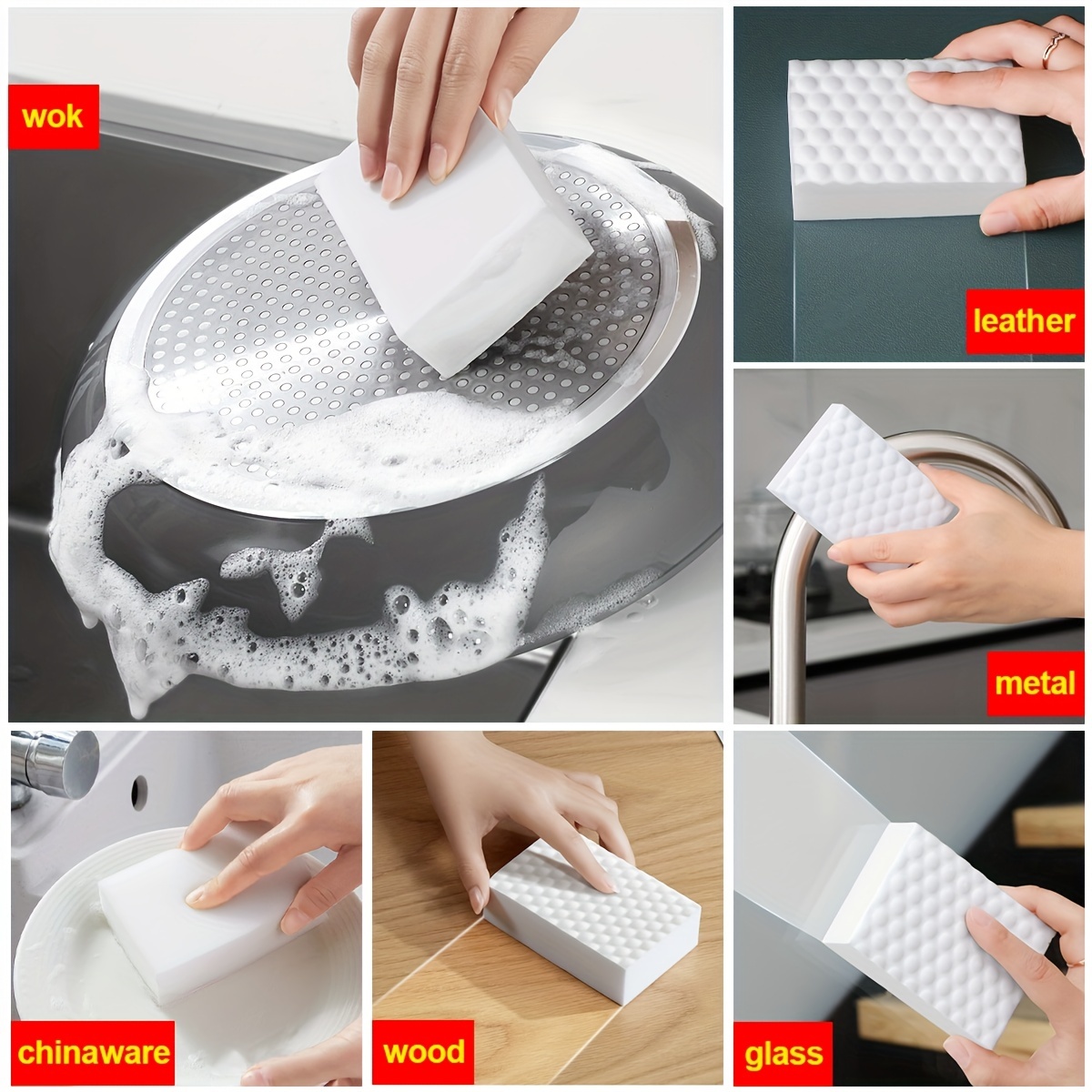 10pcs Magic Cleaning Sponge Eraser Foam Pads Household Kitchen Sponges