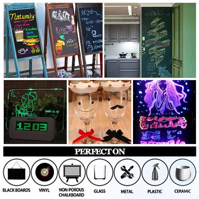 Neon Markers Glass Board, Fluorescent Graffiti Board