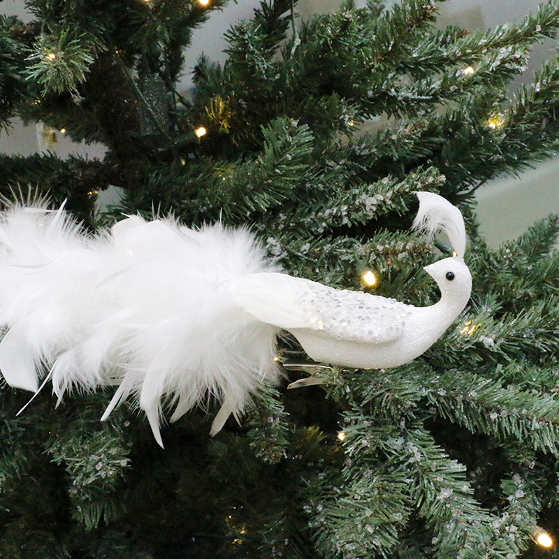 White Peacock Christmas Ornament