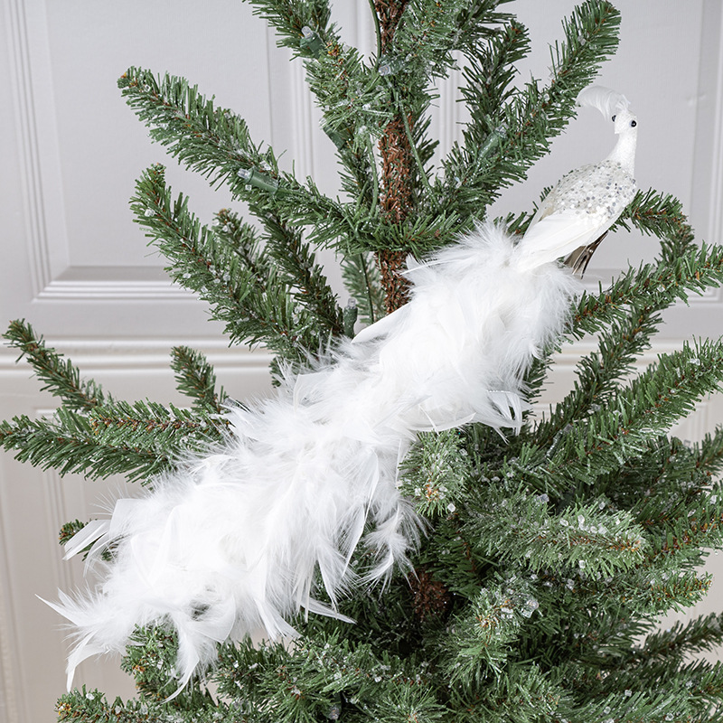Guirlande de ruban en plumes naturelles blanches, 2M, pour arbre de noël,  accessoires de mariage, bandes en peluche