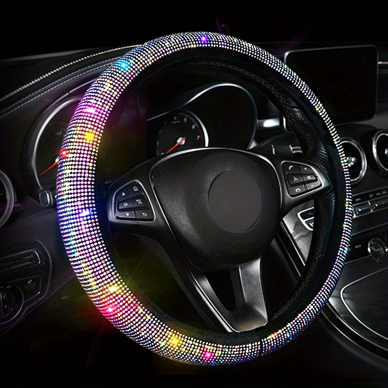 TEMU Bling Car Steering Wheel Cover, Women Rhinestone Car Steering Wheel Protector Car Decor Accessories