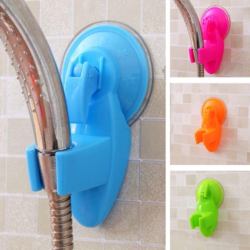 1pc Suction Cup Random Color Shower Head Holder, Light Grey Showerhead Rack  For Bathroom