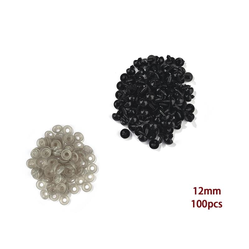 100pcs 3-12mm Noir Sécurité Poupée Yeux Couture Perles Pour Diy Ours Jouets  En Peluche Scrapbooking Artisanat