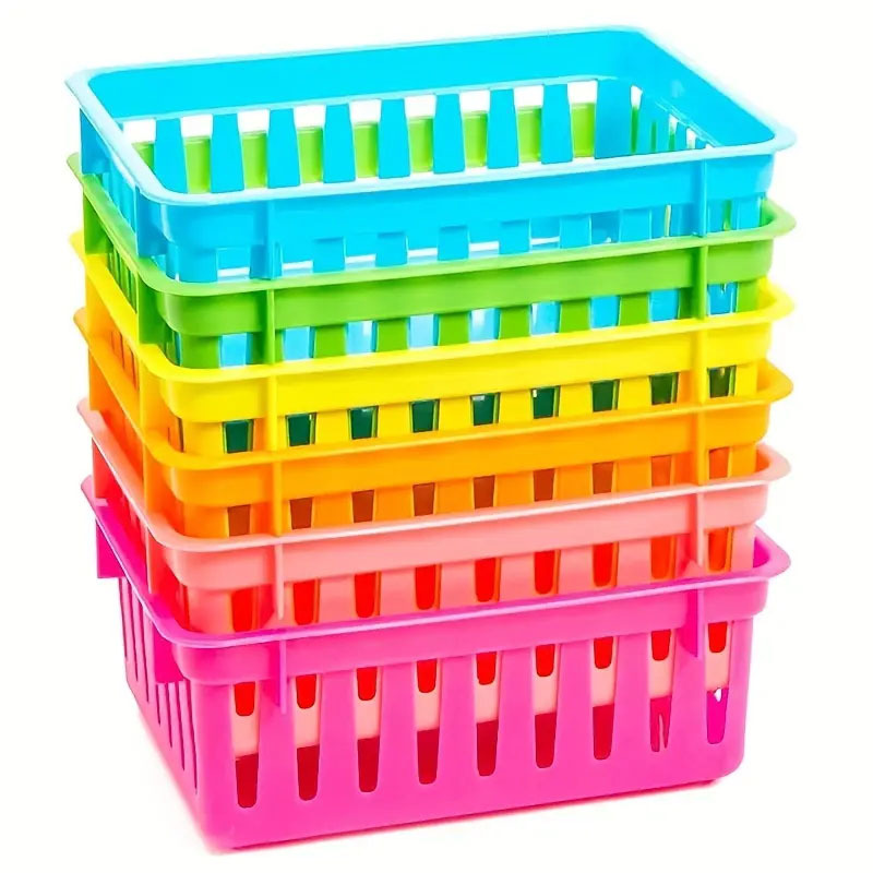 Prextex Classroom Storage Baskets for Papers Crayon and Pencils and Toy Storage Baskets Pack of 6, Pink