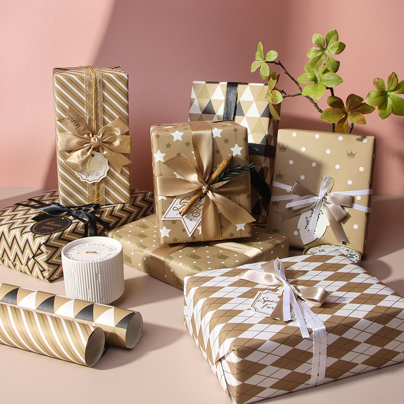 Dark Brown Plaid Wrapping Paper 