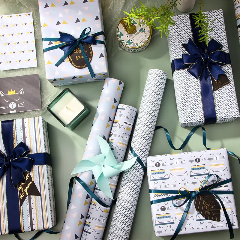 White Kraft Paper Holiday Gift Wrapping Paper Diy Line Book - Temu